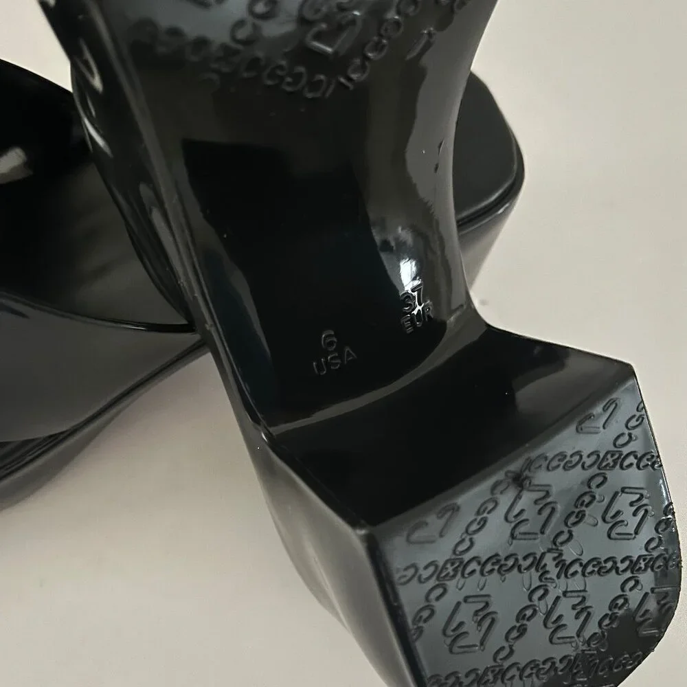 NEW! Jeffery Campbell Black Bubblegum Platform Sandals Heel Mule Patent Slides 6 - Picture 14 of 16